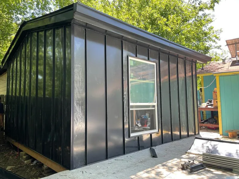 Black standing seam metal wall panels for Metal Roof Installation in Rockwood